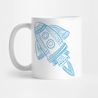 Rocket Line Drawing (Blue) Mug